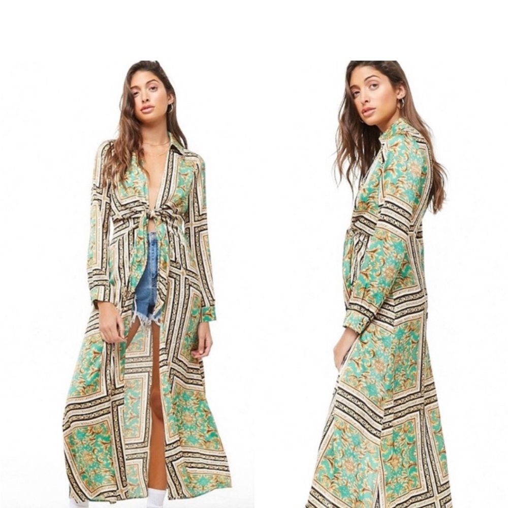 Green and Gold Patterned Shirt